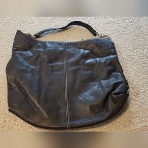 Dooney & Bourke Dark Brown Peddled Leather Large Hobo Shoulder Bag